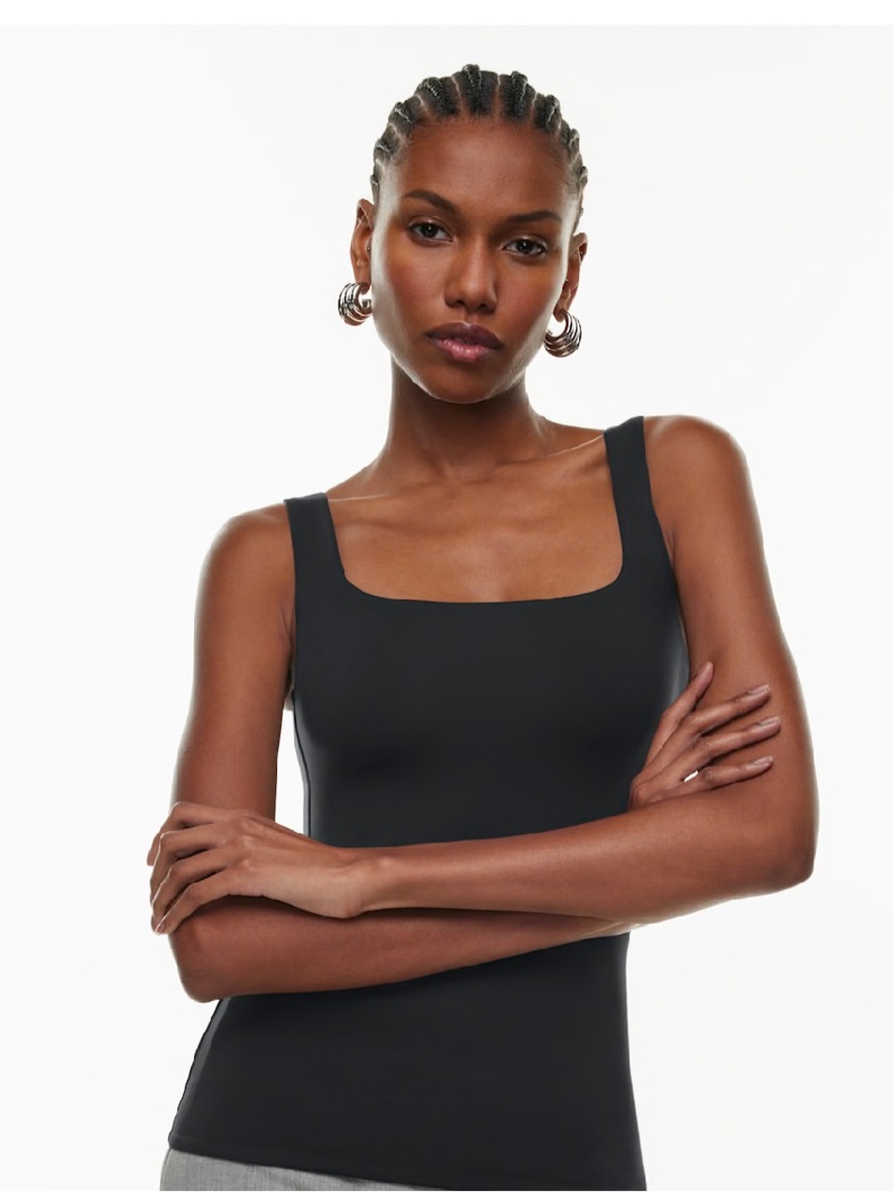 Aritzia Contour Square Neck Tank Top -  Black